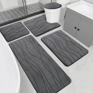 Memory Foam Bathroom Rug Set , Super Absorbent Bath Mats for Bathrooms - Picture 1 of 7