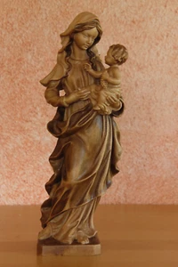 Figura santa madera Virgen María tallada niño Jesús Tirol del Sur 29 cm figura santa - Imagen 1 de 8