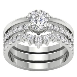 VS1 F 1.80 Ct Lab Grown Diamond Multiple Bridal Engagement Ring 14K White Gold - Picture 1 of 8
