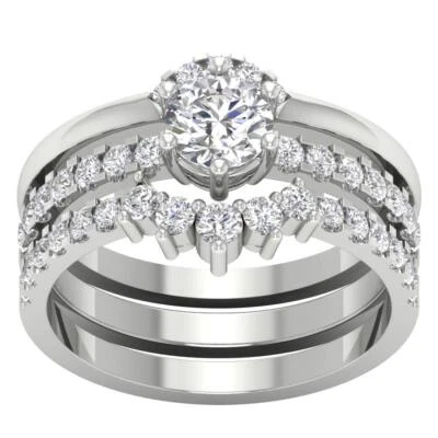 VS1 F 1.80 Ct Lab Grown Diamond Multiple Bridal Engagement Ring 14K White Gold - Image 1 of 4