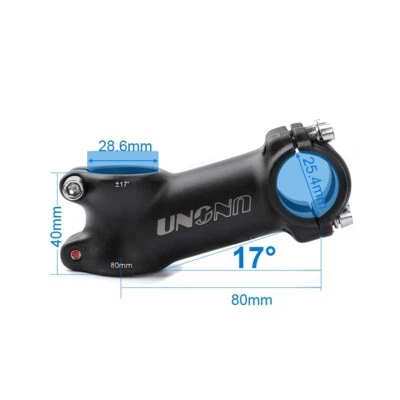 UNO Bicycle Stem ±17° MTB Road Bike Ultralight 80MM Aluminum Stems 25.4mm - Image 1 of 2