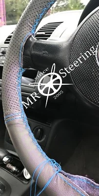 Für Opel Vectra C Grau Zweifarbig Leder Lenkrad Abdeckung Hellblau Stch - Bild 1 von 4