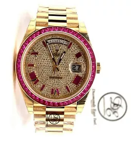 Rolex Day-Date 40 228238 18K Yellow Gold Custom Bezel and Diamond Dial UNWORN - Picture 1 of 8