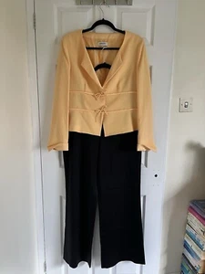 George Rech Trouser Suit. Pale Yellow Jacket. Black Trousers.Size 16 - Picture 1 of 9