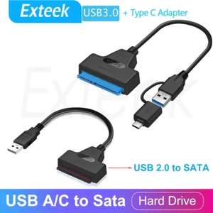 USB A/C 3.0 Type C to Sata III 22 Pin Adapter Cable 2.5 Inch SSD HDD Hard Drive - Picture 1 of 23