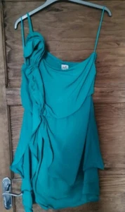 Belle By Oasis Turquoise One Shoulder Mini Dress UK10 - Picture 1 of 4