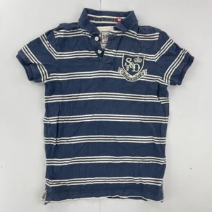Camisa Polo SUPERDRY Mediana Azul Blanca Para Hombre Manga Corta Algodón Rayas Logo - Imagen 1 de 12