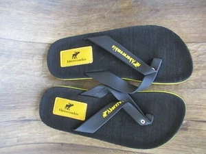VTG RARE MADE BY BOTH Abercrombie TOMMY HILFIGER Flip Flops  size M BLACK/YELLOW - Picture 1 of 5
