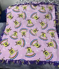 Pink & Purple Spongebob Squarepants Fleece Tied Blanket. 5’ X 4'
