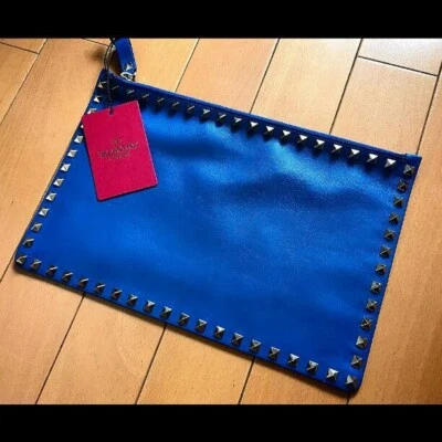 VALENTINO GARAVANI Rockstud Clutch Bag Blue F/S - Image 1 of 4