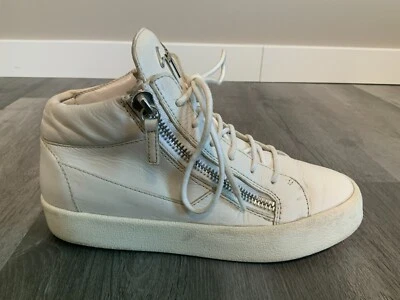 Giuseppe Zanotti White London Double Zip High Top Sneakers, Sz 7.5 US, 37.5 EUR - Image 1 of 4