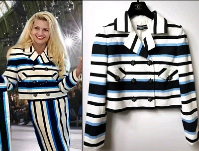 2.7K New Dolce & Gabbana 2016 White Striped Jacket 40 42 4 6 Crystal Button S M - Image 1 of 4
