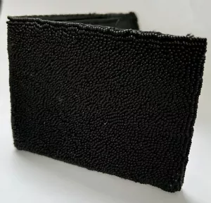 1960’s Black Micro Glass Bead Bifold Wallet - Picture 1 of 7