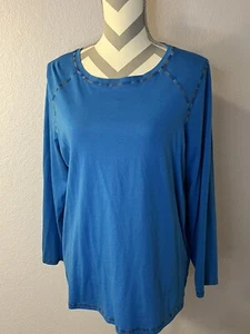Top LOGO PRINCIPIOS THE TEE Azul Turquesa Bordado Trabajo O Casualcore Talla L - Imagen 1 de 9
