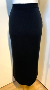 Size 10 Ladies Black Knitted Wool Blend Midi Length Smart Pencil Skirt - Picture 1 of 15