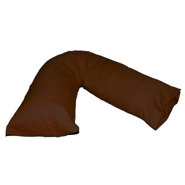 Brown V Shaped Pillow Cases Pack Set of 2 Orthopeadic Pregnancy Easy Fit 200 Tc - Image 1 of 1