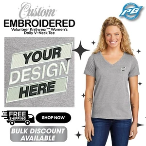 Custom Embroidered Crewneck T-Shirt, Womens Daily V-Neck Gift For Her (LVL45V) - Picture 1 of 9