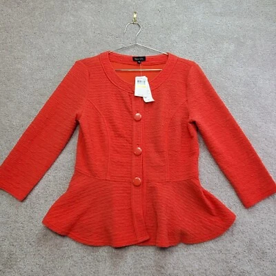 Top Spense Para Mujer Mediano Coral Naranja Elastizado Dobladillo Peplum Informal Oficina Fiesta Foto 1 de 4