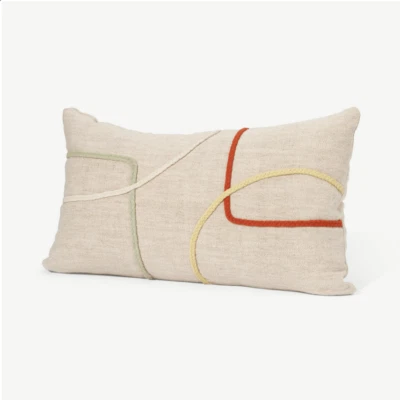 MADE.com Nyle Cotton & Linen Blend Rectangular Cushion 40 x 55 cm Multi-coloured - Image 1 of 4