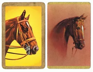 VINTAGE SWAP CARDS HORSES 1970S PLAYING CARDS BORDERS GOLD - Picture 1 of 2