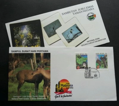 Malaysia National Park 1989 Monkey Pheasant Birds Map Forest Fauna Wildlife (FDC - Image 1 of 3
