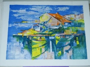 José PALMEIRO (1903-1984) ORIGINAL LITHO MARINE BOAT SPAIN SCHOOL PARIS - Picture 1 of 5