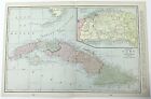 1890s Map of Cuba with inset of Havana Full Color Lithography 14.5 x 22