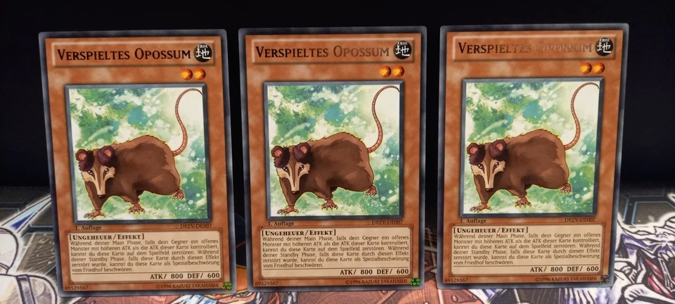 Yugioh 3X VERSPIELTES OPOSSUM, DREV-DE007, RARE, 1.AUFLAGE - Bild 1 von 2