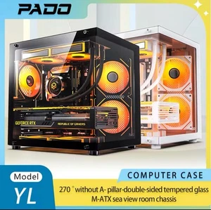 PADO YL M-ATX Gaming PC Case Desktop 270° Sea View Room Computer - Photo 1/5