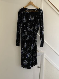 Marks & Spencer Black Floral Wrap Dress Size 16 M&S - Picture 1 of 10