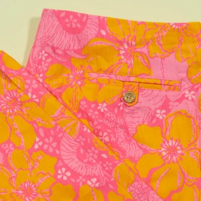 Lilly Pulitzer Resort Fit Capri Pants Womens 12 Pink Orange Floral Elephant New - Image 1 of 4