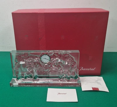 Quality Baccarat Crystal Glass Elephant Mantel Clock A/F in Original Box - Image 1 of 4