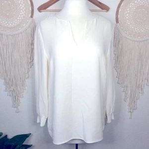 Top túnica cuello en V seda crema Lafayette 148 - Imagen 1 de 7