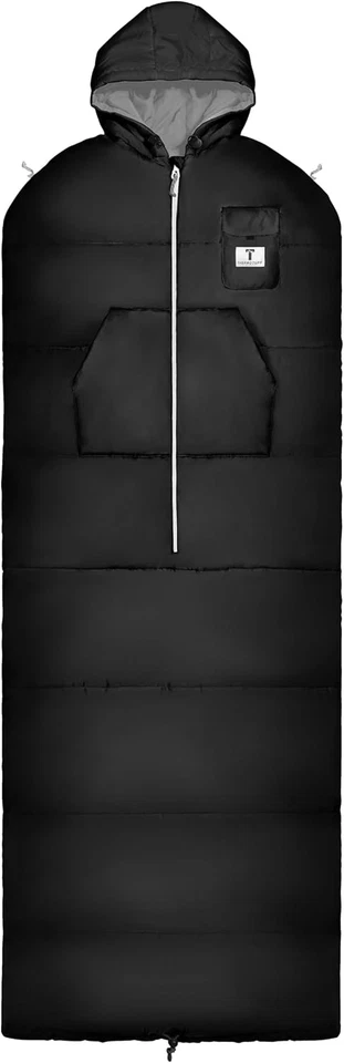 Saco de Dormir Portátil Thermotuff con Doble Sudadera con Capucha, Agujeros para Brazos con Cremallera, Bolsillos y Foto 1 de 4