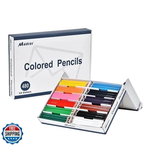 Madisi Colored Pencils Bulk - Pre-Sharpened - 12 Assorted Colors - 480 Bulk p - Picture 1 of 5