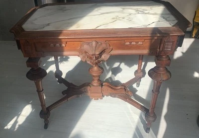 Antigua mesa de mármol renacentista victoriana vintage Foto 1 de 4