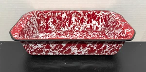 CGS International Red Splatterware Enamelware Loaf Pan Farmhouse Kitchen - Picture 1 of 8