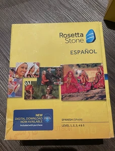 Rosetta Stone Spanish Espanol Levels 1-5 Disc Set Missing Headphones - Picture 1 of 3
