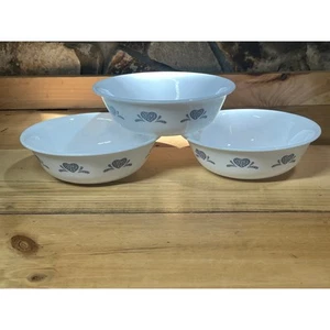 Vintage 3er Set Corelle Blue Hearts Müsli Suppenschalen. bruch- & spanfest - Bild 1 von 4