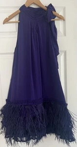 Coast Purple Pure 100% Silk Feather Dress UK14 Stunning Races Cocktail Party - Picture 1 of 6