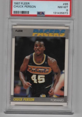 CHUCK PERSON 1987-88 FLEER BASKETBALL VINTAGE BASE CARD #85 PSA 8 NM-MT PACERS - Image 1 of 2