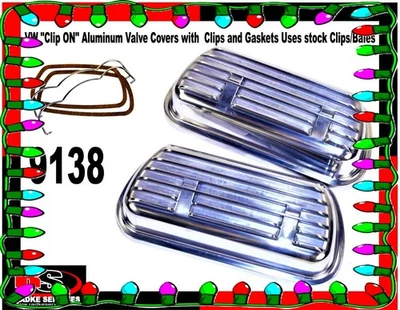 Cubiertas de válvula de aluminio VW "Clip ON" con juntas.  Utiliza clips/pacas de stock 9138 Foto 1 de 4