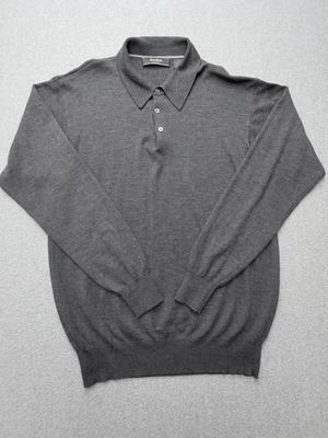 Neiman Marcus Sweater Mens 2XL Gray Extra Fine Merino Wool Silk Cashmere Polo - Image 1 of 4