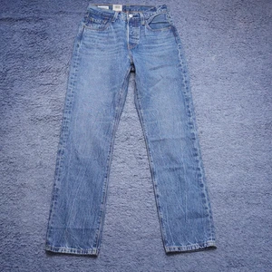 Levis 501 Jeans Mens W26 L30 Blue Regular Fit Straight Leg Premium Button Fly - Picture 1 of 8