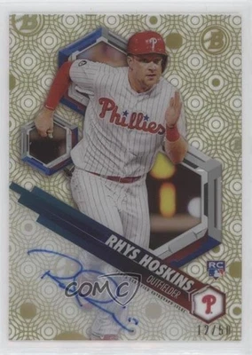 2018 Bowman High Tek Gold Rainbow Diffractor /50 Rhys Hoskins Rookie Auto RC - Image 1 of 2