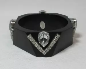 ERICKSON BEAMON BANGLE BRACELET LUCITE RESIN & CRYSTALS - Picture 1 of 8