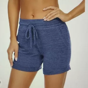 NEW NWT Women's Plus Size Lounge Summer Shorts Pockets Drawstring Comfy 2X Blue - Picture 1 of 7