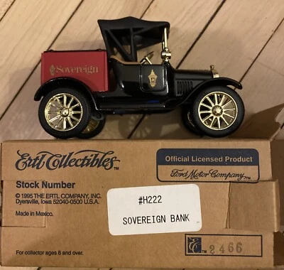 Ertl Collectibles 1918 Ford Runabout Sovereign Bank banco fundido novo na caixa - Imagem 1 de 4