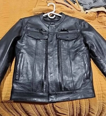 First Manufacturing Hombre Raider Cuero Moto Chaqueta - Talla M - NUEVO Foto 1 de 4