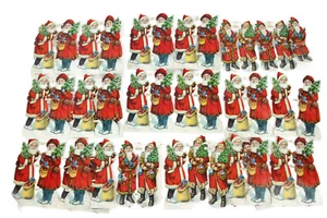Vintage Die Cut Santas Father Christmas Scraps PBZ 1220 33557 Printed In Germany - Bild 1 von 8